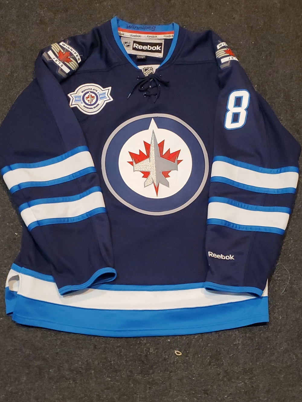 NHL Authentic Reebok Winnipeg Jets Jacob Trouba Jersey W/ Inaugural Season Patch